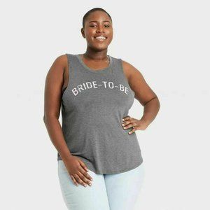 NWT Grayson Thread Women's "Bride To Be" Tank Top, Heather Gray, 2X
